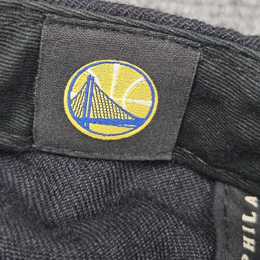 Golden State Warriors Hat Mitchell Ness Snapback Black Rubber Logo Cap NBA Style